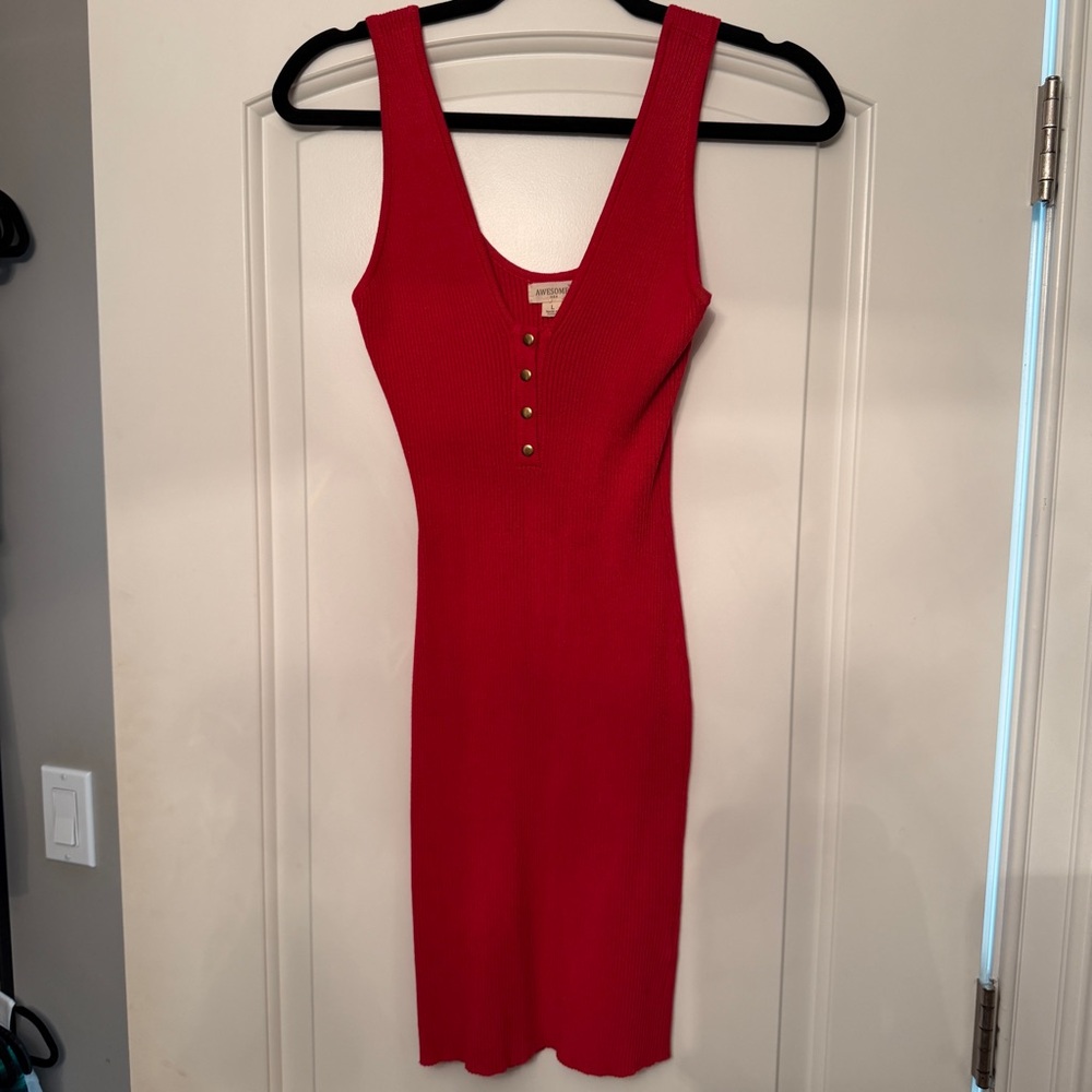 Red Midi Knit Dress